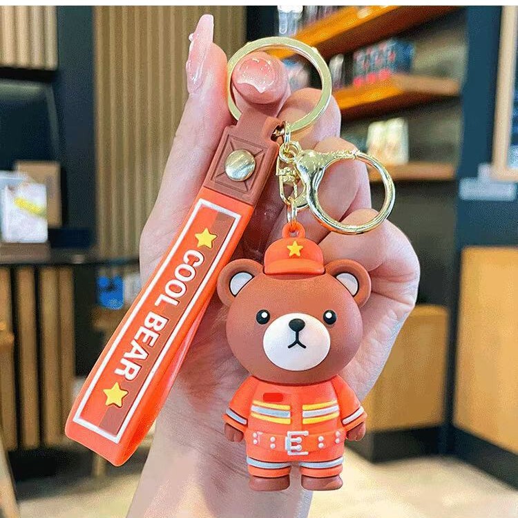 クリエイティブ漫画交通警察消防士クマキーホルダーかわいいスクールバッグ車のキー絶妙な小さなペンダントギフトドロップシッピング|undefined