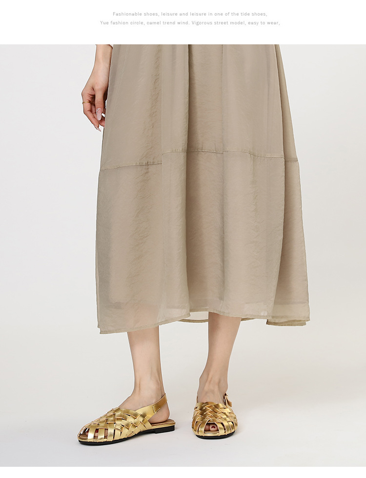 Woven Commuting Sandals With Closed Toe And Buckle Flat Sandals_voghion.com