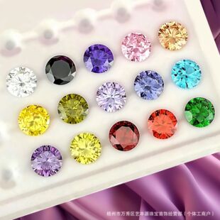 Artificial Gemstone Cubic Zirconia 5A Round Colored Zircon in Stock Main Stone Nail Art Loose Stone Wholesale