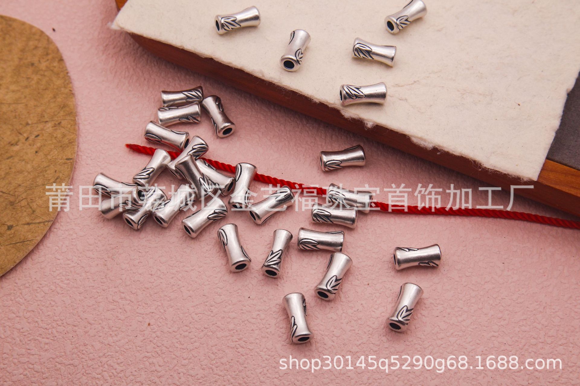 Pure Silver S999 Bamboo Joint Loose Beads with Through-Hole Design, Chinese Style Bamboo Leaf Spacer Beads, DIY Necklace Bracelet Jewelry Accessories, Beading Materials