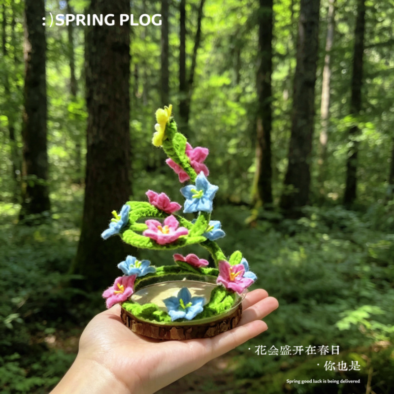 Rotating Flower Tree Pipe Stick DIY Material Kit: High-Value, Cute Ornament - Perfect as a Birthday Gift for Couples, Best Friends, or Couples