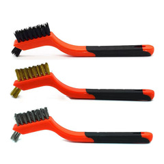 雙頭雙色灶台鋼絲刷三件套不鏽鋼包膠清潔刷3pcs銅絲尼龍絲除鏽刷