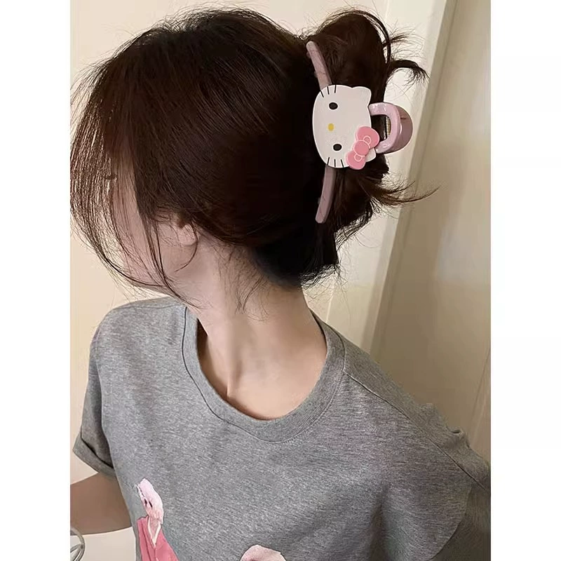 Зажим для волос (Hello Kitty) милый пластиковый заколка для волос белый или розовый лёгкий 25 г