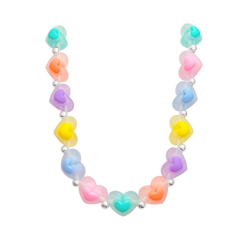 Dopamine necklace colorful heart resin lockets, niche girlfriend summer small-town sweet and cute accessories