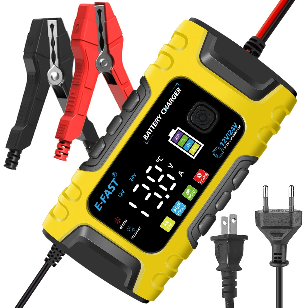 E-FAST 12V24V цветной экран свинцово-ферролитий универсальный автомобильный аккумулятор зарядное устройство для мотоцикла аккумулятор