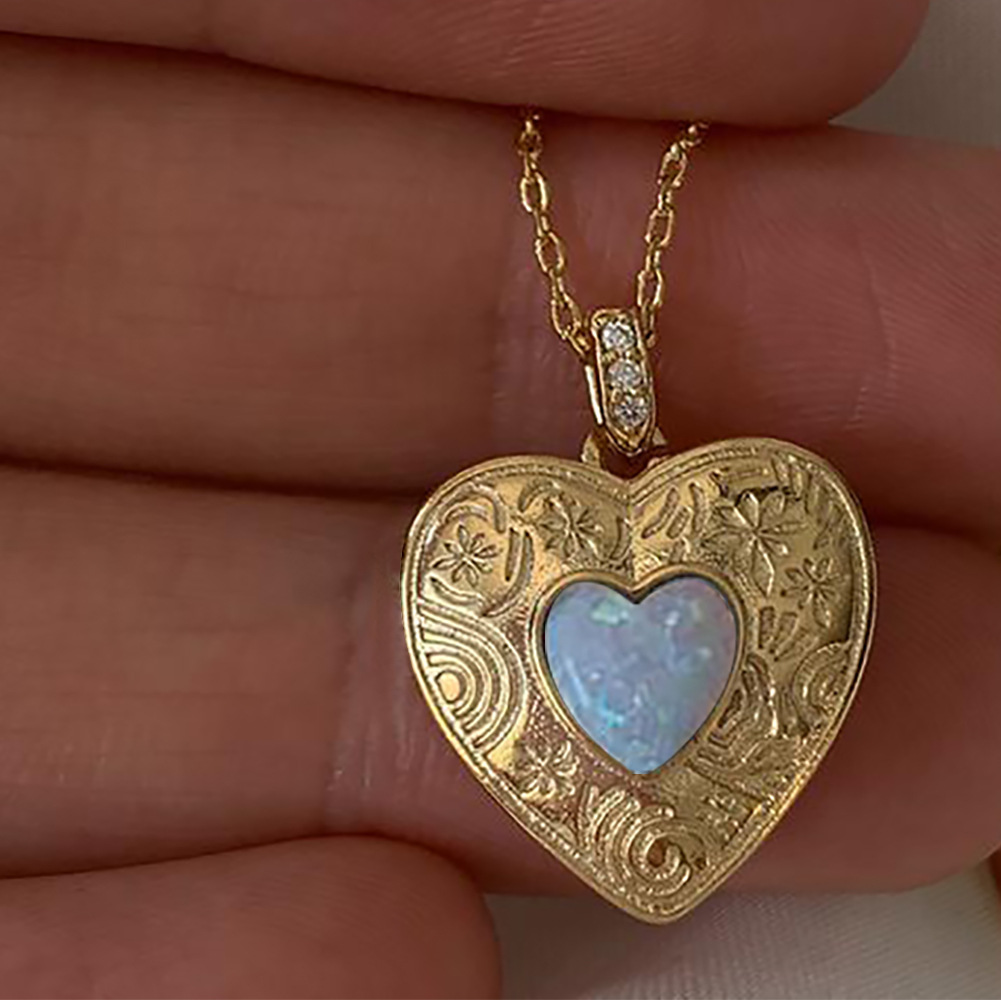 European and American cross-border new creative heart-shaped necklace fashion retro double necklace