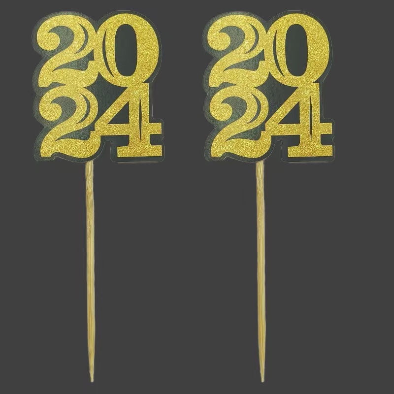 Pajita de papel de fiesta transfronteriza 2024 Pajita de tarjeta de oro negro Postre degradable desechable Pajita decorativa