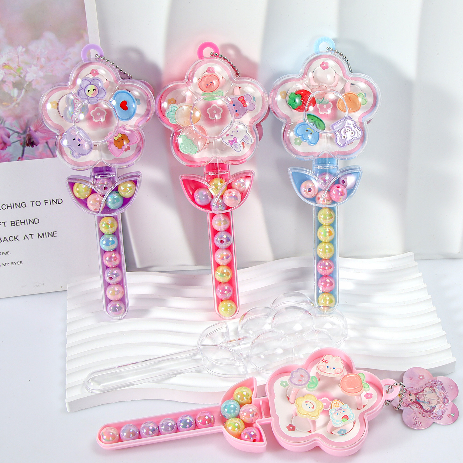 Fabricante de origen Regalo de bricolaje hecho a mano para niñas y niños Pulsera Joyas con cuentas Juego de anillos Caja de regalo pequeña al por mayor image 4