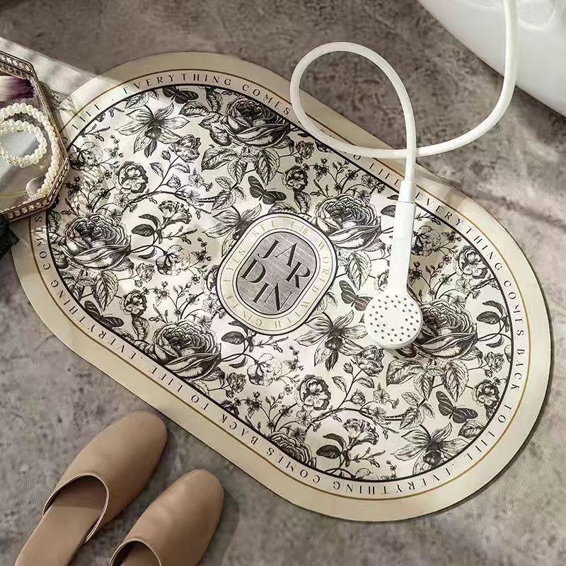 Diatom Mud Floor Mat Nordic Style Non-Slip Foot Mat Absorbent Carpet Entry Door Bathroom Geometric Stripe Bathroom Door Mat