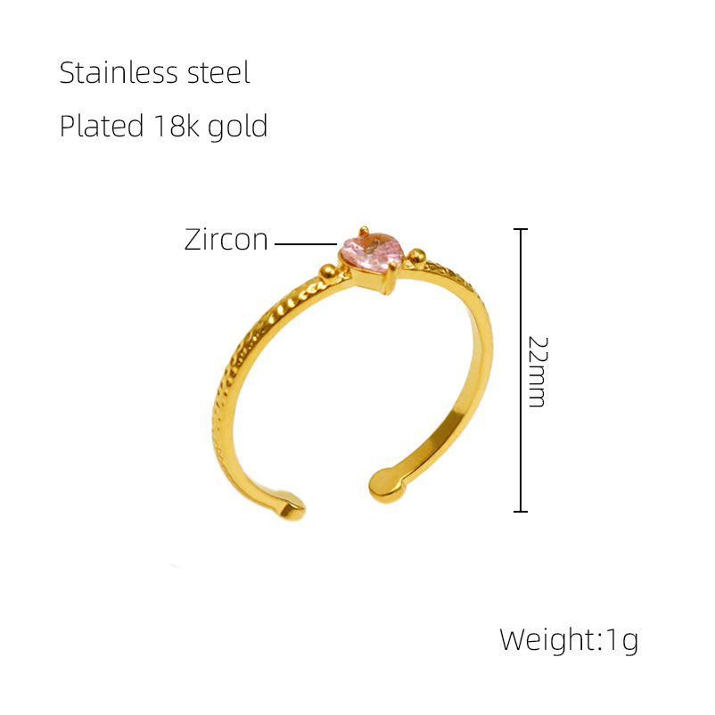 Transfronterizo nuevo acero inoxidable con incrustaciones de circón precioso anillo europeo y americano todo partido titanio acero luz lujo anillo abierto en stock al por mayor