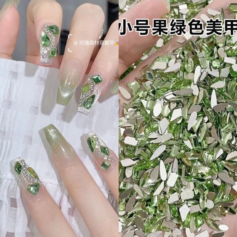 Green Small Flat-Bottomed Irregular-Shaped Rhinestones, Green Diamond-Shaped, Marquise, Teardrop, Heart-Shaped Nail Glass Decorations Wholesale Green Small Flat-Bottomed Irregular-Shaped Rhinestones, Green Diamond-Shaped, Marquise, Teardrop, Heart-Shaped Nail Glass Decorations Wholesale