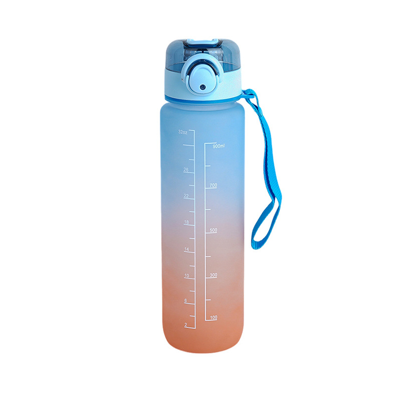 Estilo coreano 1000ml gradiente de color espacio de la Copa de fitness deportes hervidor de plástico transfronterizo rebotando taza portátil con escala