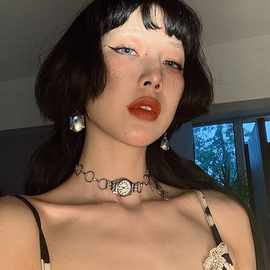 时间怀表不圆环吊坠颈链可调节锁骨链项链女款