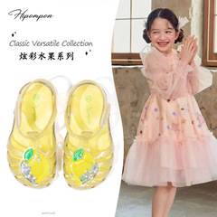 女童涼鞋夏公主風2024夏季新款兒童沙灘鞋寶寶包頭果凍鞋水晶鞋