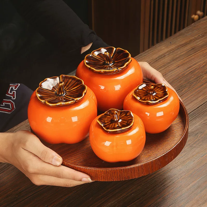 Люкс-легкая керамическая persimmon чайная банка для свадьбы конфетная банка свадебные украшения, засушенные фрукты хранения