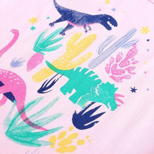 Women's Summer Knit Cotton Cartoon Dinosaur Print Top Set, Toddler Two-Piece Set