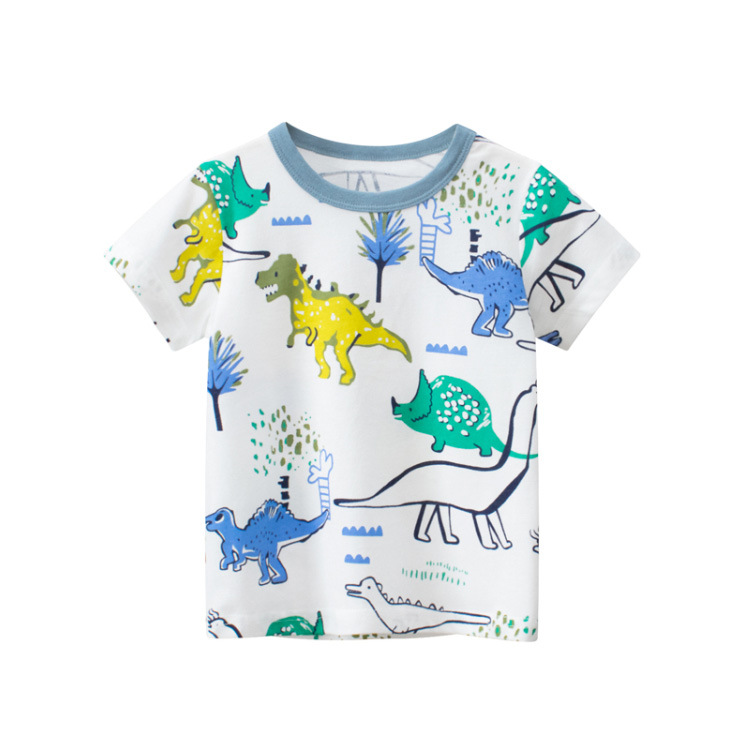 27 niños ropa infantil verano nuevo estilo coreano Camiseta de manga corta para niños dinosaurio dibujos animados ropa de bebé ropa para niños
