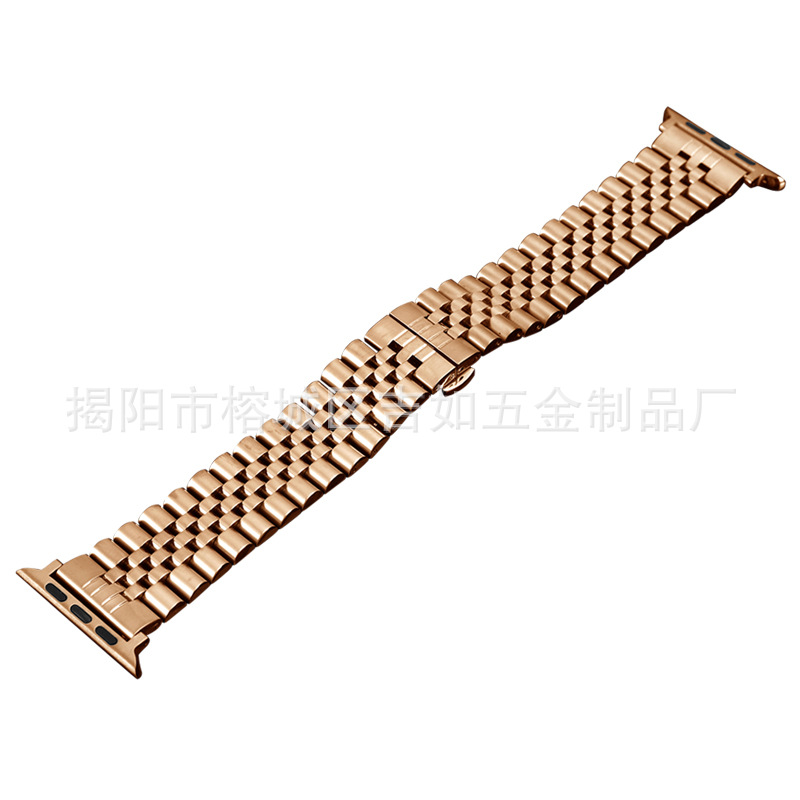 Aplicable a Huawei GT2 AppleWatch8 Apple correa de reloj de cinco cuentas iwatch correa de reloj de cintura pequeña de acero inoxidable