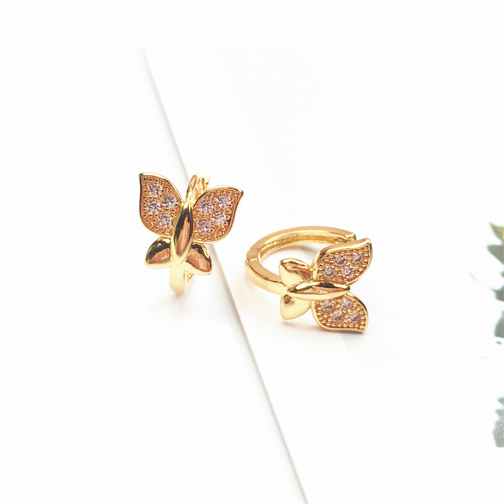Wholesale Jewelry Simple Butterfly Shape Copper Micro-inlaid Zircon Earrings Nihaojewelry display picture 8