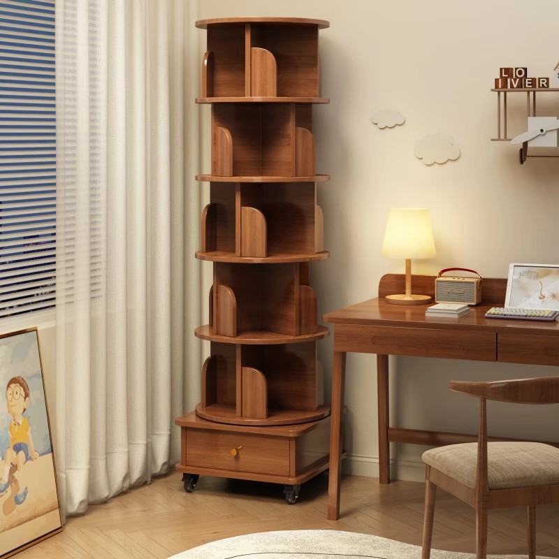Gabinete de sala de estar estante de libros móvil con ruedas estante de libros pintados estante de pared estante de libros giratorio de 360 grados para estudiantes