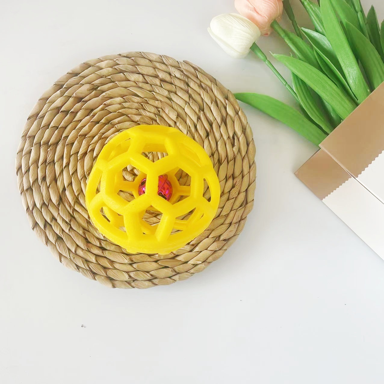 국경 간 인기 테디 코기 비숑 프리즈 개 장난감 중공 공 TPR 탄성 울리는 벨 공 애완 동물 장난감 공