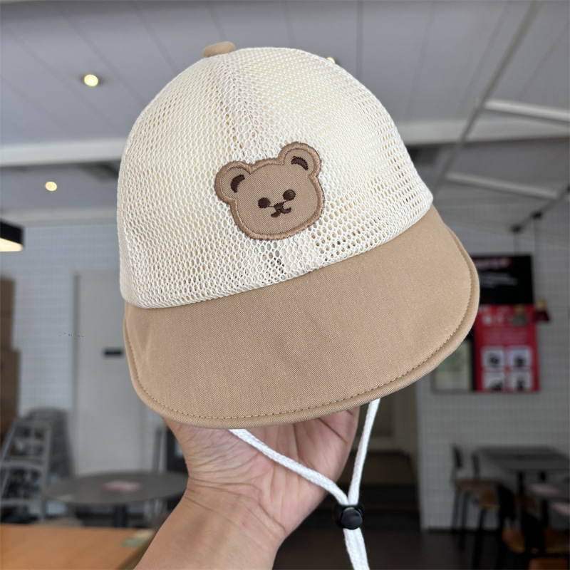 Sombrero de bebé femenino primavera y verano estilo delgado bebé súper lindo sombrero de pescador malla transpirable para niños y niñas sombrero para el sol al aire libre