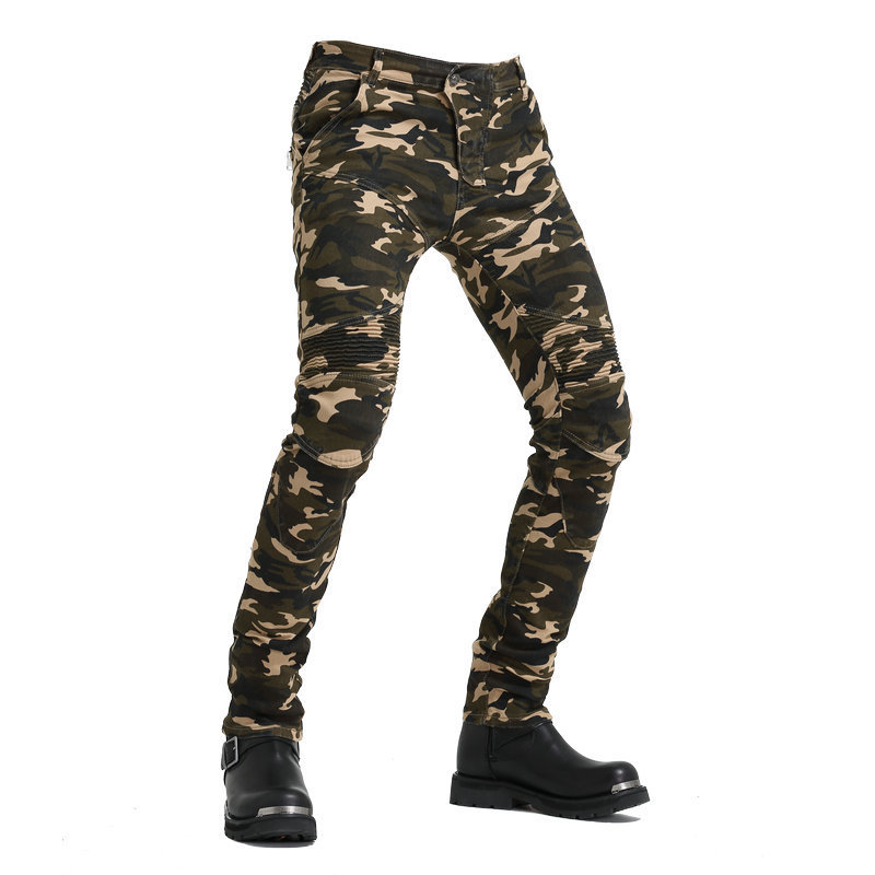 Pantalones vaqueros de la motocicleta de los hombres de la motocicleta de VOLERO camuflaje pantalones de montar fuera de carretera pantalones de carreras resistentes a caídas equipo de protección estándar