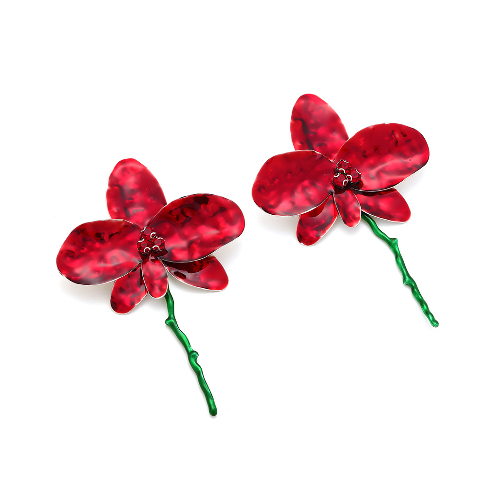 1 Pair Sweet Shiny Flower Enamel Inlay Iron Rhinestones Ear Studs display picture 5