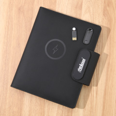 a5 モバイル電源メモ帳多機能ルーズリーフブックビジネスギフトセット充電宝物ノートブックはロゴでカスタマイズできます