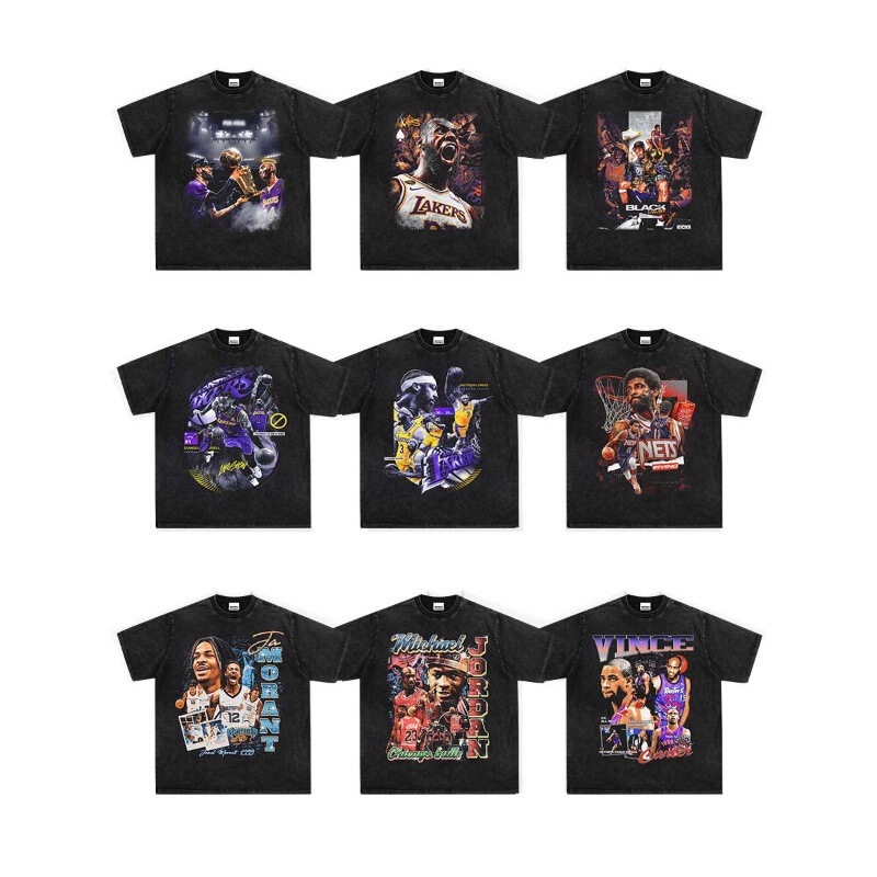 American Hip Hop Short Sleeve James Curry Kobe Irving Street Printed T-shirt Star Loose Trendy Men's Summer