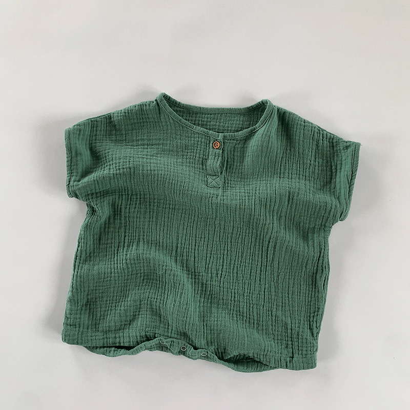 Mono para niños de verano de doble capa de algodón arena delgada transpirable bebé sin mangas mameluco estilo coreano bebé niña ropa para niños