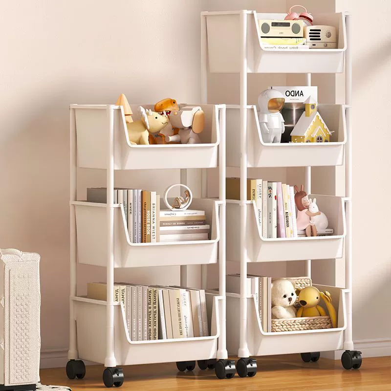 Book shelf floor-standing trolley kitchen bathroom mobile snack bathroom multi-layer storage rack