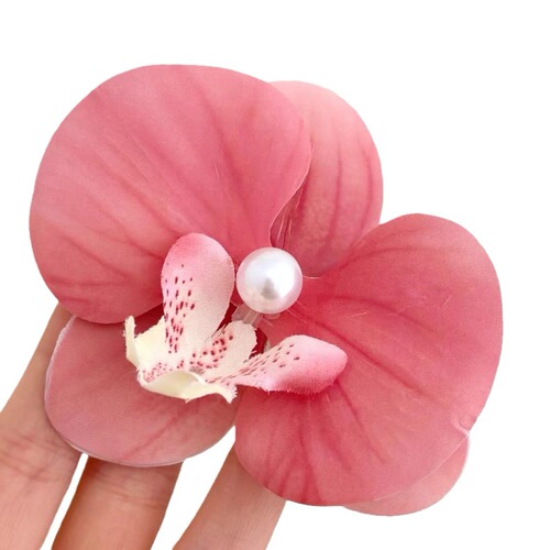 French elegance style orchid hair clip, high-quality realistic flower fringe clip, messy hair clip, atmosphere-taking photo accessory