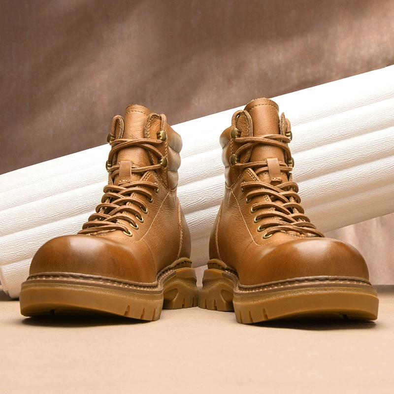Новые большие желтые сапоги мужские осенние и зимние мужские сапоги с высокими кожаными ремешками ретро Мартин сапоги на открытом воздухе сапоги с толстой подошвы