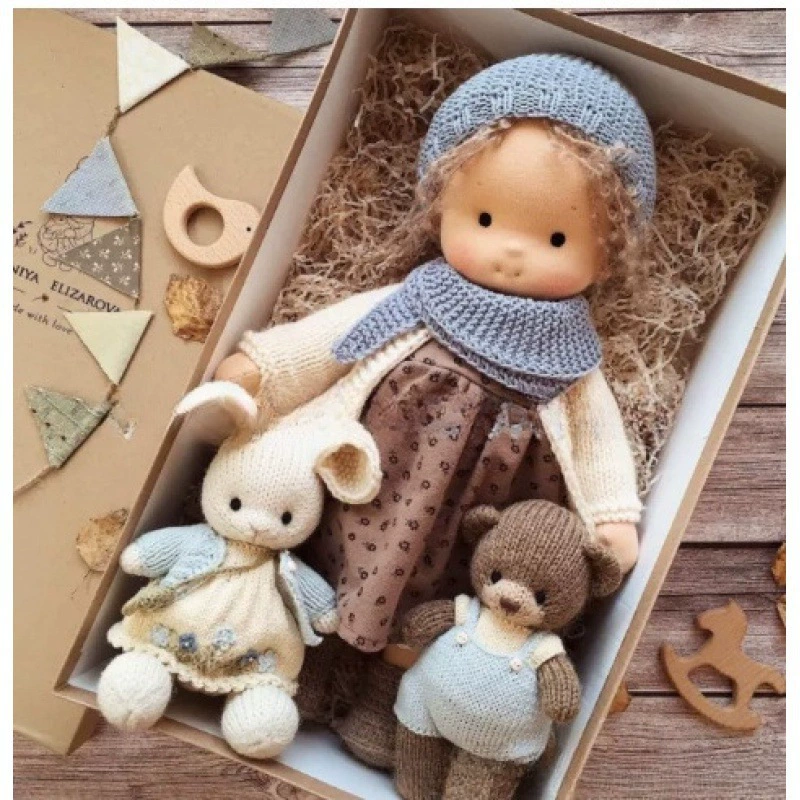 Хлопковый WaldorfDOLL Waldf Doll Pabout Artist Handmade Christmas Thumb Gift Box Blessing