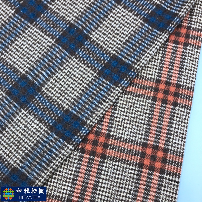 涤棉色织仿毛呢千鸟格 现货加厚拉毛起绒秋冬衬衫外套服装面料