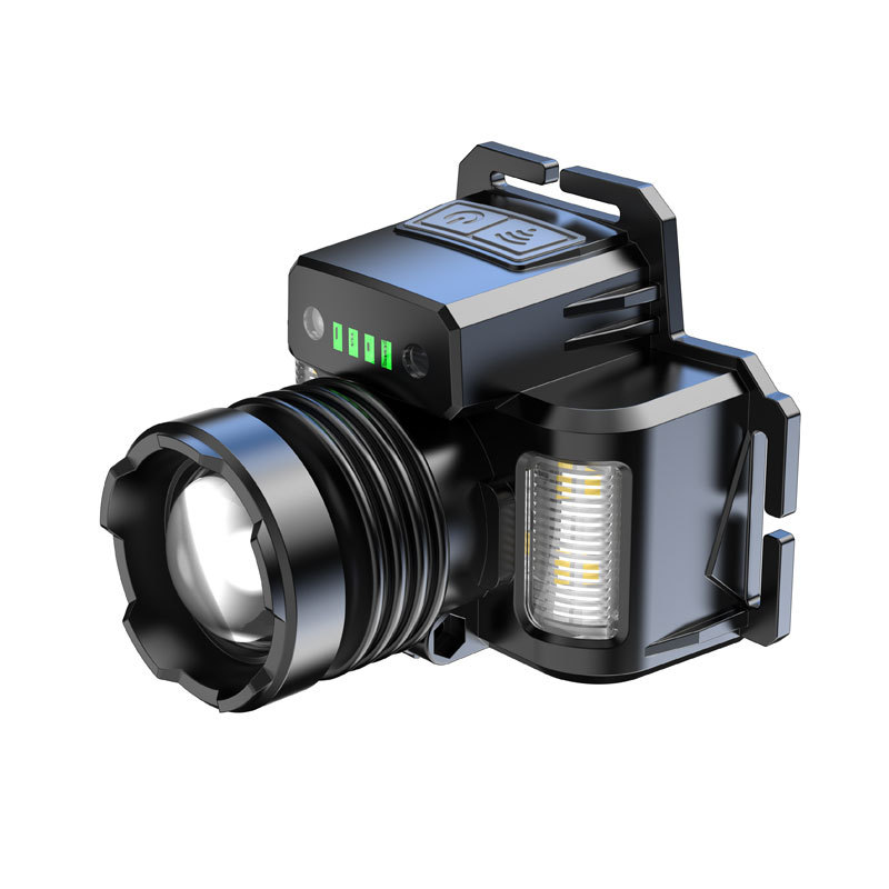 Noviembre nuevo faro de inducción láser blanco lámpara de minero de largo alcance recargable montado en la cabeza faro de advertencia de iluminación exterior largo continuado