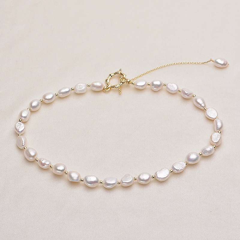 Tillian Pearl Оригинальный дизайн Маленькое барочное жемчужное ожерелье Браслет Комбинация 14-каратного золота Аксессуары для инъекций в Европе и Америке