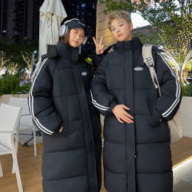 黑色羽绒棉服女冬季2024新款韩系宽松学院风情侣百搭连帽加厚棉袄