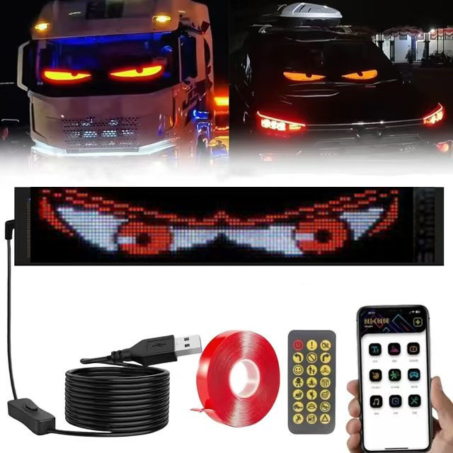 Led Car Soft Screen USB Car Flexible Advertising Screen App Bluetooth Window Glass Devil's Eye Display