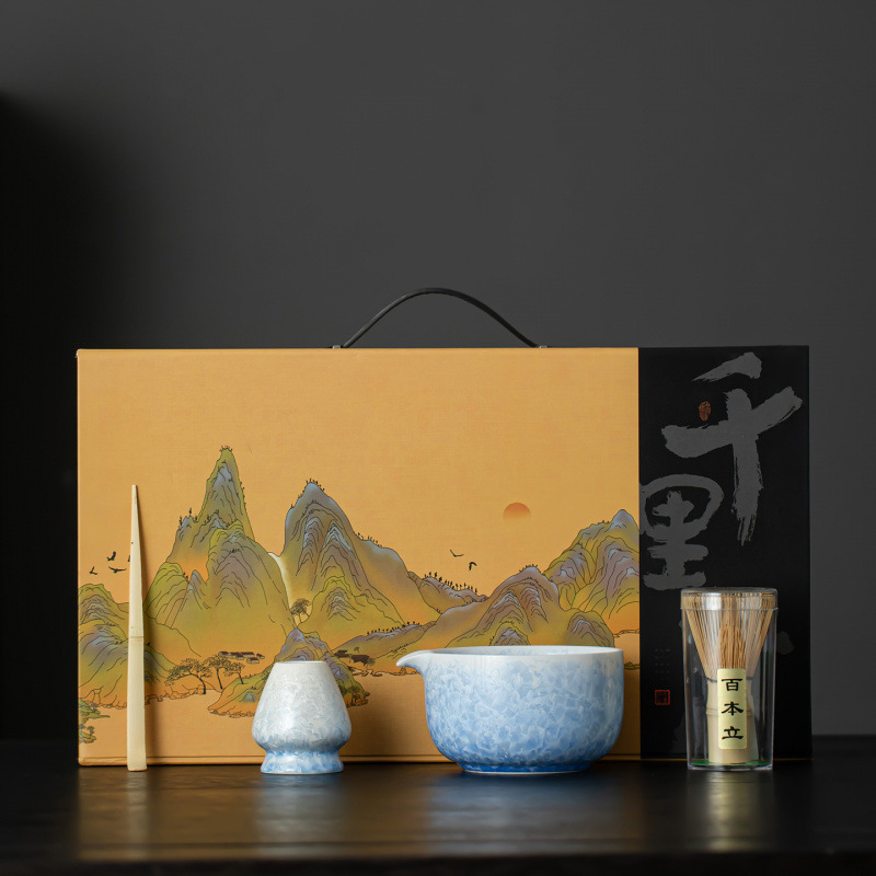新中式结晶釉抹茶碗茶道套装点茶刷茶筅开片可养陶瓷跨境亚马逊|undefined