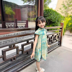 童裝夏季新款中式女童短袖裙子2024新款兒童國風連衣裙旗袍裙代發