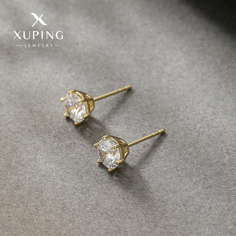 Pendientes de circonita de seis puntas de nuevo estilo Xuping para mujer, diseño sencillo estilo INS, pendientes básicos versátiles.