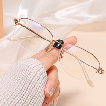 百世芬新款S7018T双色淑女眼镜超轻纯钛半框女小框优雅老花眼镜架