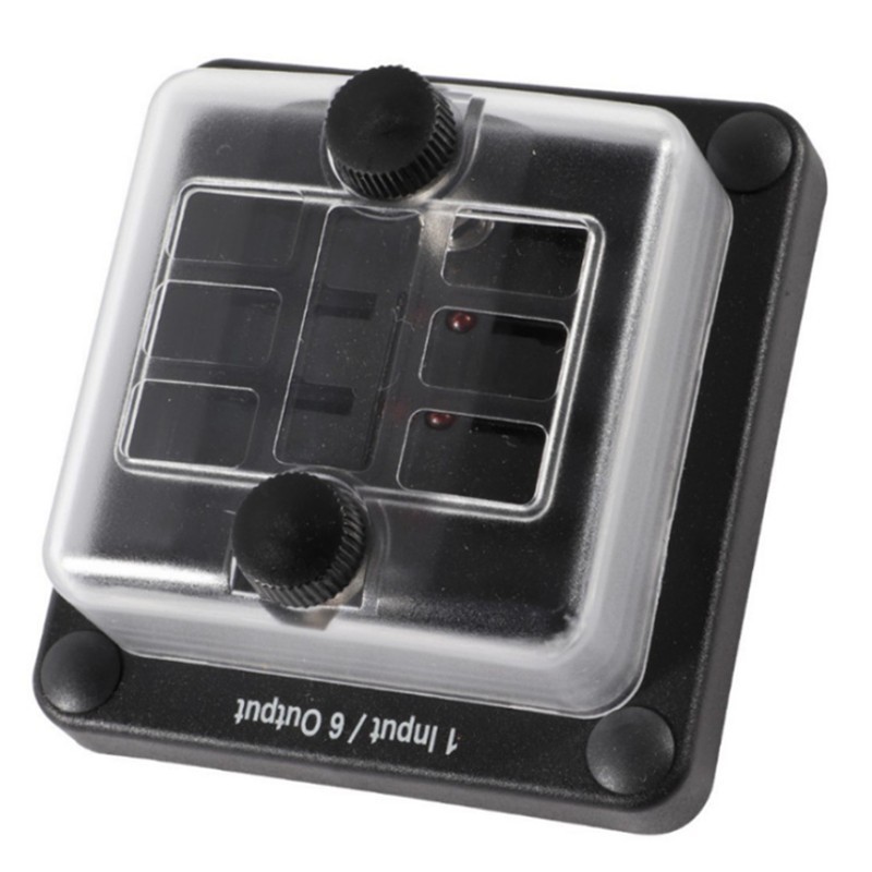 一进六出 6路保险丝盒带LED指示灯防水防尘 带螺帽开关配贴纸