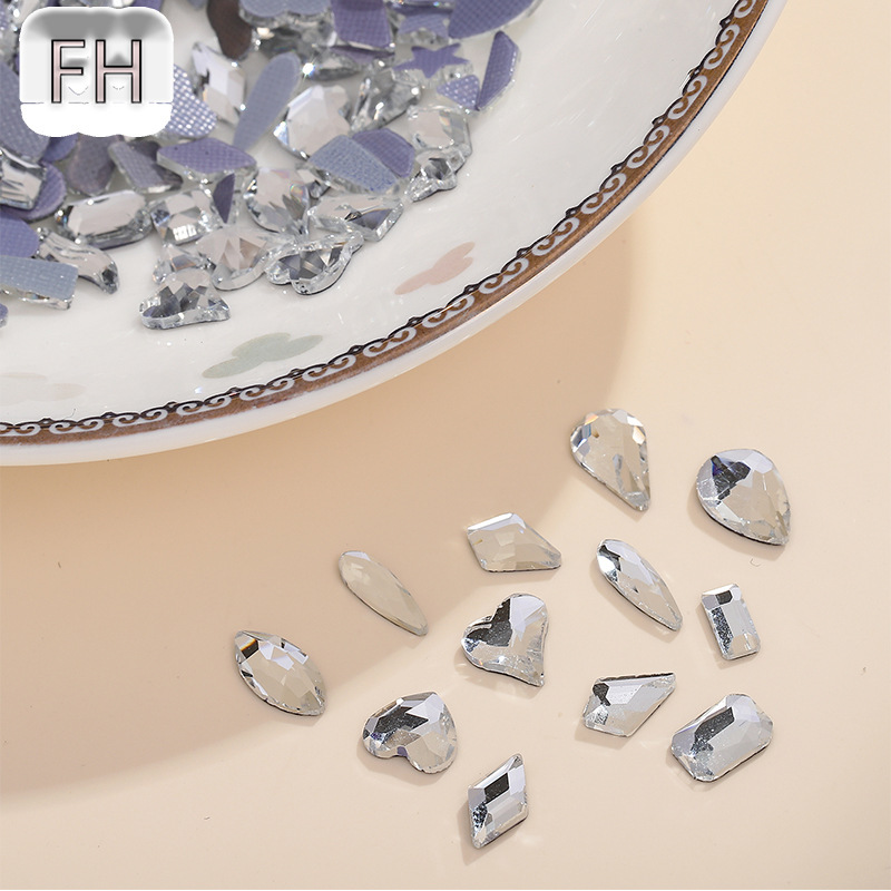 Net red flash Huazi flat-bottomed special-shaped glass nail drill DIY white nail drill accessories wholesale