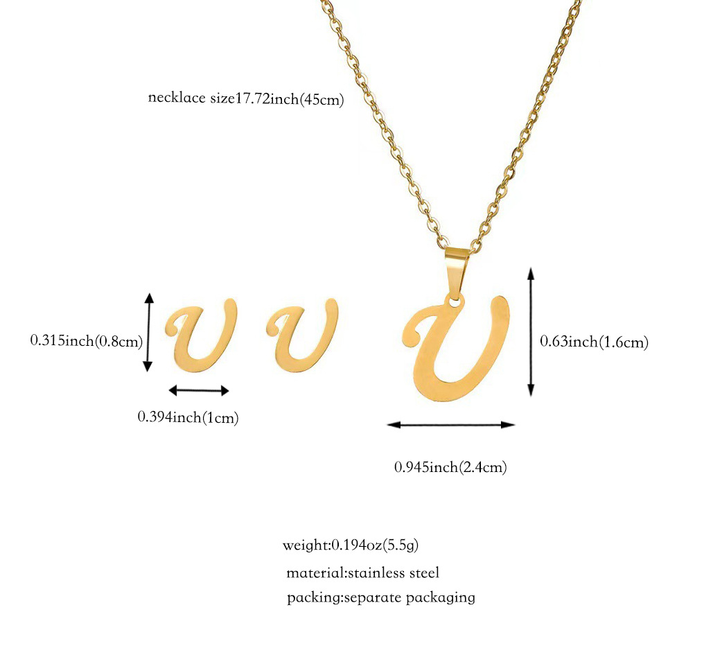 Joyería de titanio, colgante y pendientes unisex, letras inglesas, resistentes al desgaste