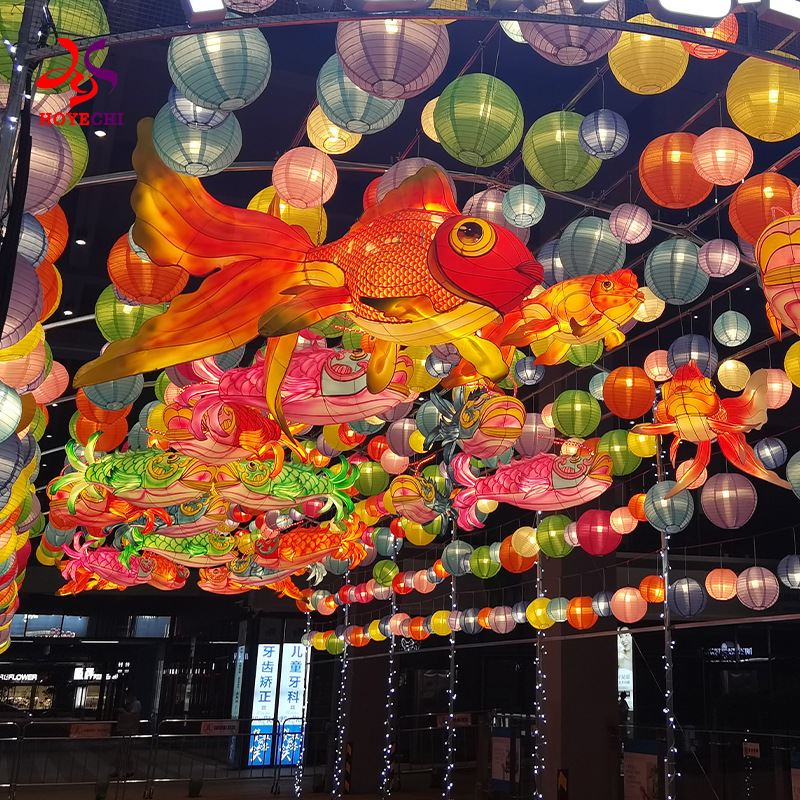 Year of the Snake Fifty-one Scenic spot Fish lantern Guochao Festive lantern passageway suit arrangement lighting Night view Modeling lights Lighting