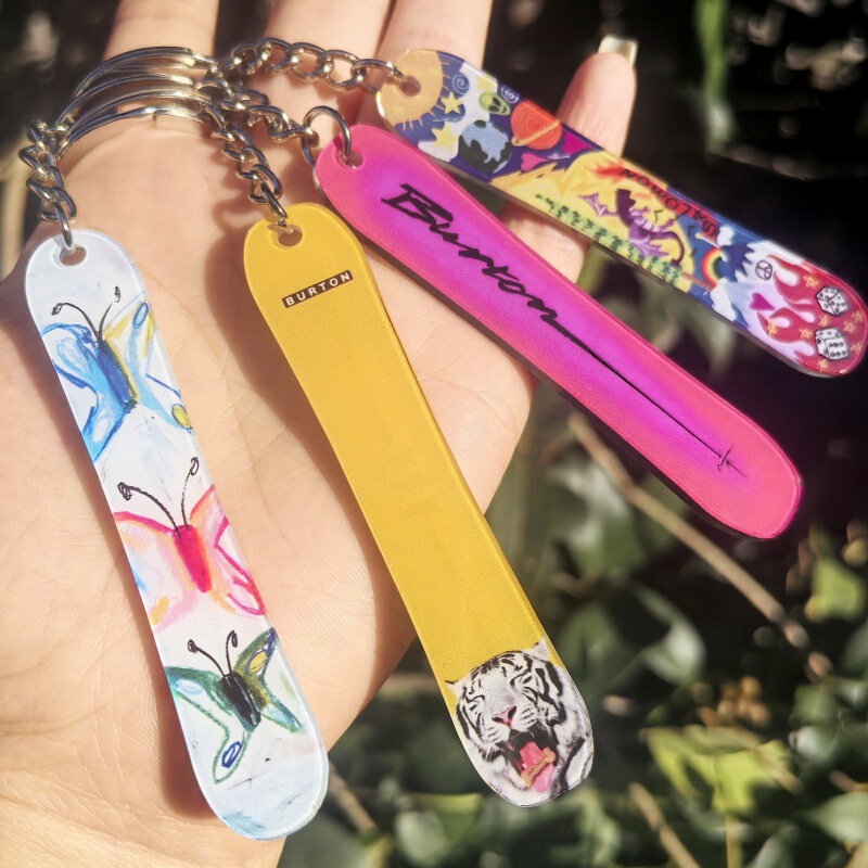 Skiers with snowboard snowboard acrylic keychain double-sided pendant mini cute snow friends sports gift