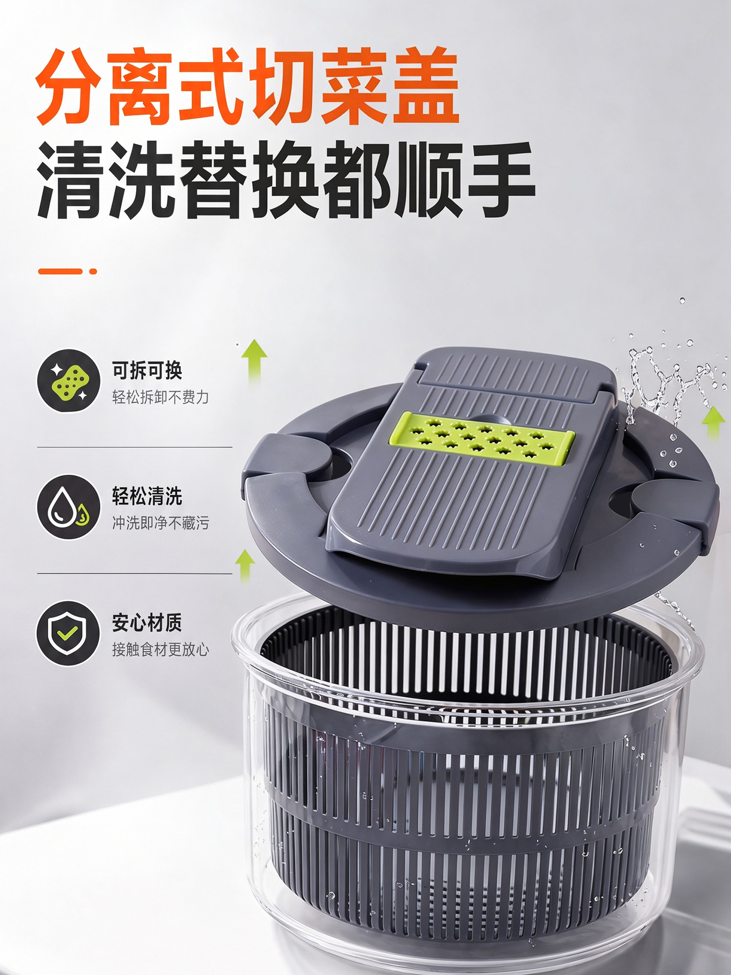 Vegetable Cutter Manual Rotating Colander Salad Dehydrator